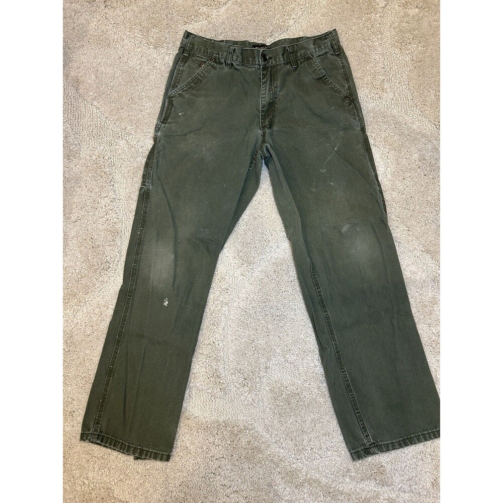 Stanley Workwear Carpenter Jean Green 32x32 Preworn Thrashed Industrial Grunge
